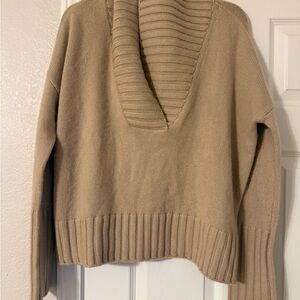 Cozy Tan Cowl Neck Sweater for Women